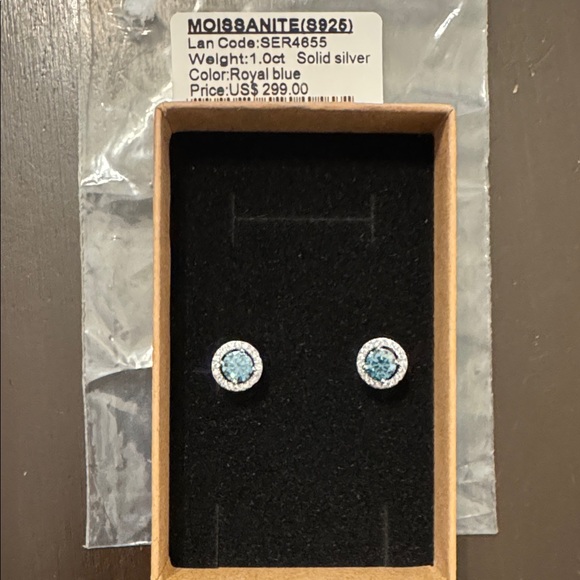 Royal Blue 1 CT 925 Sterling Silver Moissanite Earrings